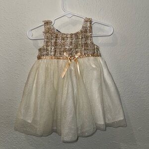 Elegant Cream and Gold Baby Dress